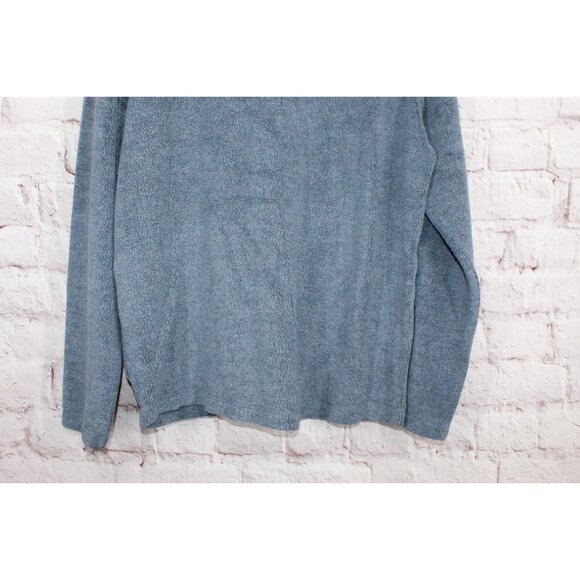 LL Bean Tumbled Sherpa Snap Front Polyester Blend Sweater Gray Green Large - Picture 9 of 12